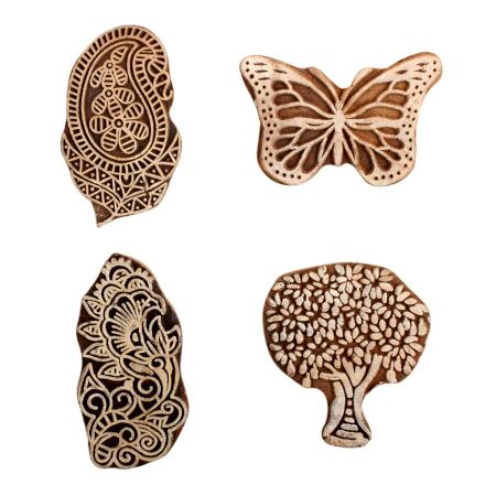 Set of 4 Piece New Mix Wooden Printing Block